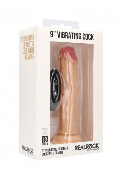 Телесный вибратор-реалистик Vibrating Realistic Cock 9  - 23,5 см.