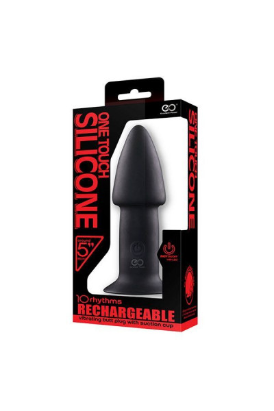 Черный анальный вибратор 5INCH RECHARGEABLE BUTTPLUG - 12,7 см.