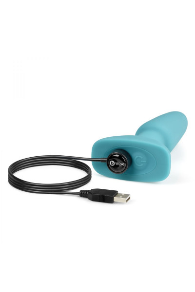 Голубая вибропробка с ротацией шариков RIMMING REMOTE CONTROL PLUG TEAL - 15,2 см.