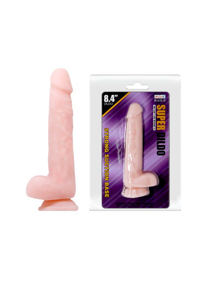 Телесный фаллоимитатор на присоске Super Dildo - 21,5 см.