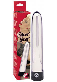 Серебристый классический вибратор Silver Lover - 19 см.