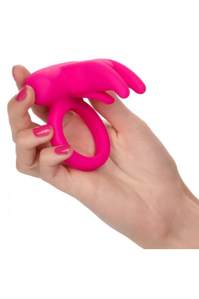 Розовое перезаряжаемое кольцо Silicone Rechargeable Triple Clit Flicker