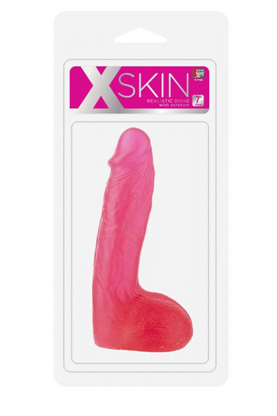 Розовый фаллоимитатор XSKIN 7 PVC DONG - 18 см.