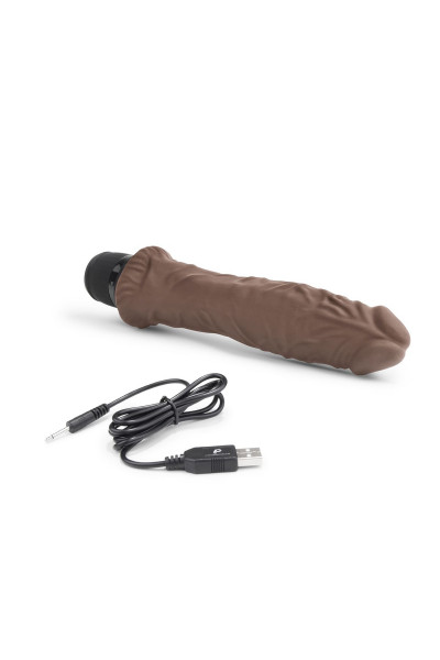 Коричневый вибратор-реалистик 8  Girthy Realistic Vibrator - 24,5 см.