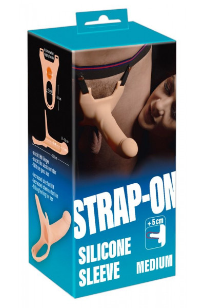 Силиконовый полый страпон на ремнях Silicone Strap-on - 16 см.