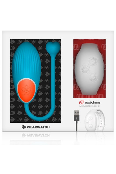 Голубое виброяйцо с белым пультом-часами Wearwatch Egg Wireless Watchme