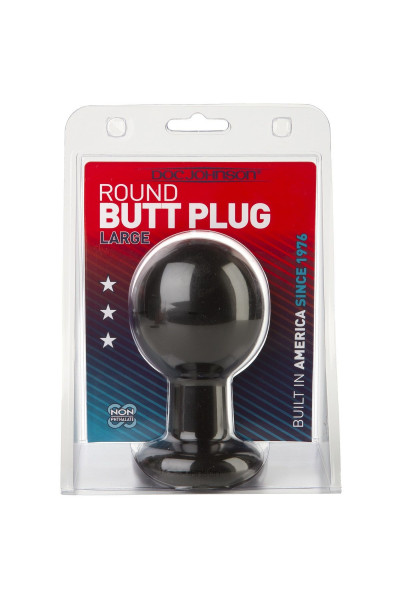 Круглая черная анальная пробка Classic Round Butt Plugs Large - 12,1 см.