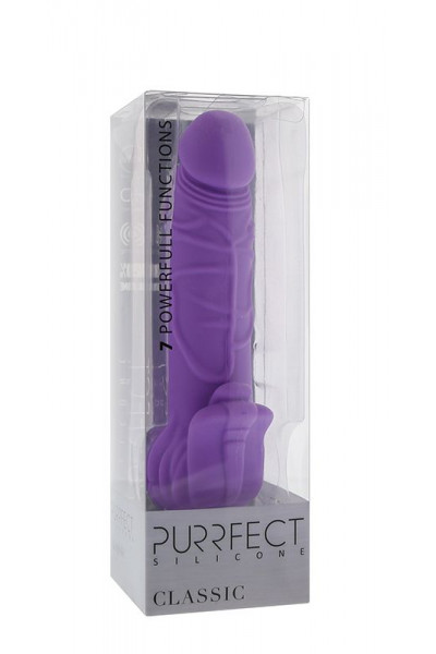 Фиолетовый вибратор с лепестками в основании PURRFECT SILICONE CLASSIC 7INCH PURPLE - 18 см.