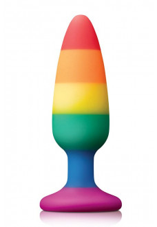 Разноцветная анальная втулка RAINBOW ANAL PLUG MEDIUM - 14 см.