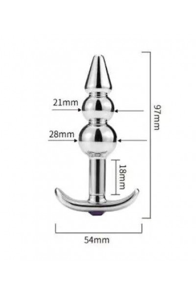 Металлическая анальная пробка-пирамидка с прозрачным кристаллом - 9,7 см.