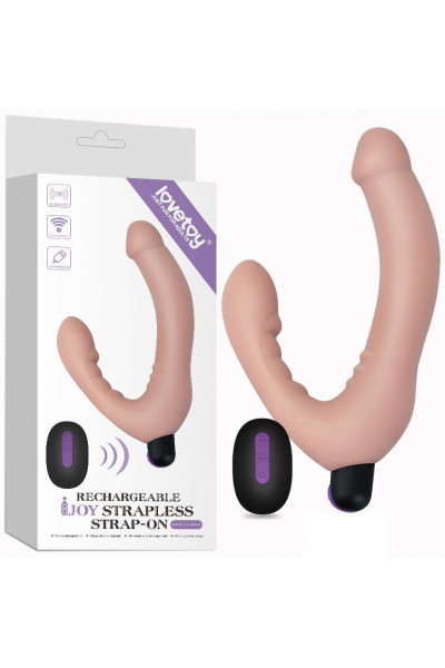 Безремневой страпон с вибрацией и пультом ДУ Rechargeable IJOY Strapless Strap on - 22 см.