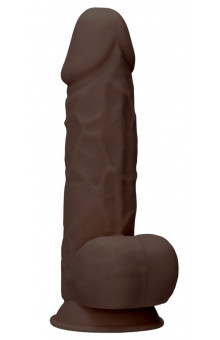 Коричневый фаллоимитатор Silicone Dildo With Balls - 21,6 см.