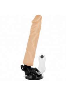 Телесный вибратор на мощной присоске Basecock Realistic Vibrator Remote Control - 21 см.