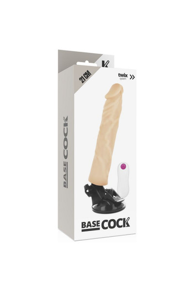 Телесный вибратор на мощной присоске Basecock Realistic Vibrator Remote Control - 21 см.