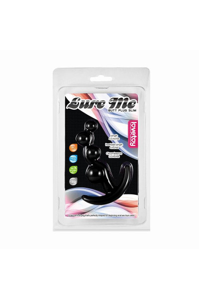 Черная анальная цепочка LURE ME Silicone Anal Toy - 10,5 см.