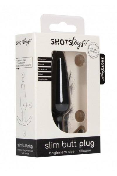 Черная анальная пробка для ношения Slim Butt Plug - 8,3 см.