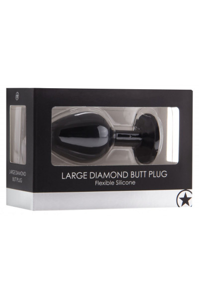 Черная анальная пробка с прозрачным кристаллом Diamond Butt Plug - 7,3 см.