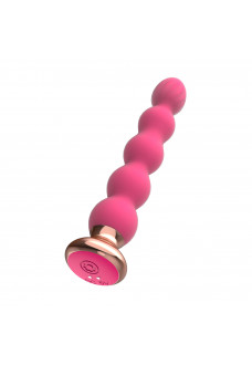 Розовый вибратор-ёлочка Mini Vibrator с пультом ДУ - 19 см.