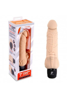 Телесный вибратор-раелистик с клиторальными лепестками 7  Realistic Vibrator - 21,5 см.