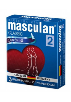 Презервативы Masculan Classic 2 Dotty с пупырышками - 3 шт.