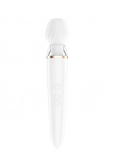 Белый вибромассажер Satisfyer Double Wand-er со сменными насадками