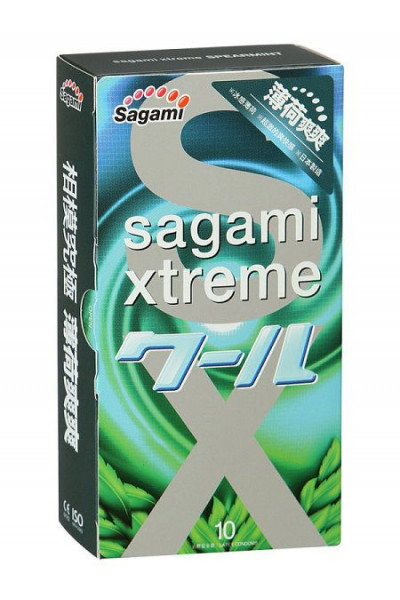 Презервативы Sagami Xtreme Mint с ароматом мяты - 10 шт.