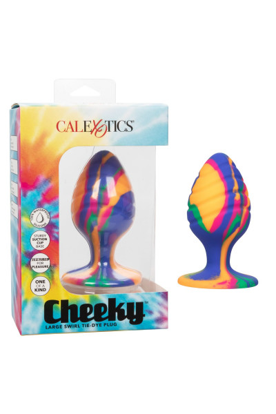 Яркая анальная пробка Cheeky Large Swirl Tie-Dye Plug - 9 см.