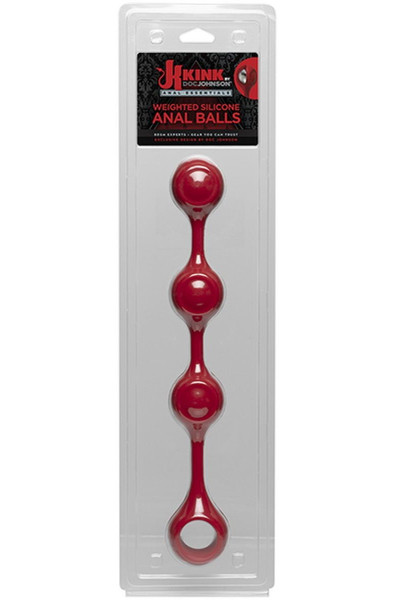 Красные утяжеленные анальные шарики Anal Essentials Weighted Silicone Anal Balls - 34,3 см.