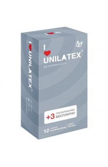 Презервативы с рёбрами Unilatex Ribbed - 12 шт. + 3 шт. в подарок