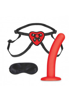 Красный поясной фаллоимитатор Red Heart Strap on Harness   5in Dildo Set - 12,25 см.