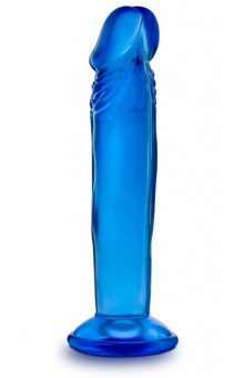 Синий анальный фаллоимитатор Sweet N Small 6 Inch Dildo With Suction Cup - 16,5 см.