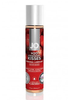 Лубрикант на водной основе с ароматом клубники JO Flavored Strawberry Kisses - 30 мл.