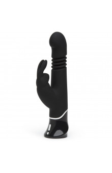 Черный хай-тек вибратор Greedy Girl Thrusting Rabbit Vibrator - 22,8 см.