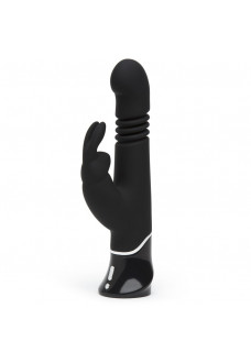 Черный хай-тек вибратор Greedy Girl Thrusting Rabbit Vibrator - 22,8 см.