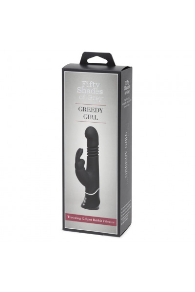 Черный хай-тек вибратор Greedy Girl Thrusting Rabbit Vibrator - 22,8 см.