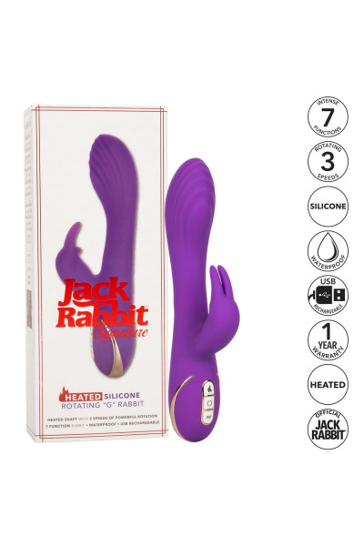 Фиолетовый вибратор-кролик с нагревом Jack Rabbit Signature Heated Silicone Rotating - 21,5 см.