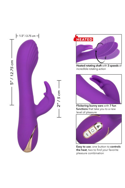 Фиолетовый вибратор-кролик с нагревом Jack Rabbit Signature Heated Silicone Rotating - 21,5 см.