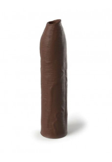 Коричневая насадка-удлинитель Uncut Silicone Penis Enhancer - 17,8 см.