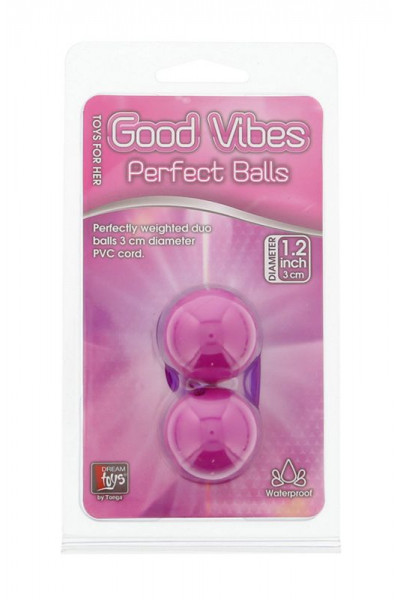 Фиолетовые вагинальные шарики на мягкой сцепке GOOD VIBES PERFECT BALLS