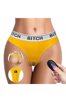 Сексуальные трусики с вибропулей Bitch Vibrating Panties - Size S