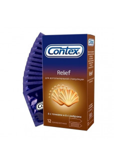 Презервативы с точками и рёбрами CONTEX Relief - 12 шт.