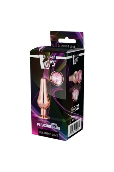 Золотистая анальная пробка с кристаллом Rose Gold Pleasure Plug S - 9 см.