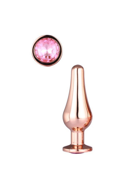 Золотистая анальная пробка с кристаллом Rose Gold Pleasure Plug S - 9 см.