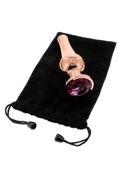 Золотистая анальная пробка с кристаллом Rose Gold Pleasure Plug S - 9 см.