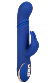 Синий вибратор-кролик с нагревом The Heated Silicone Thrusting G Rabbit - 21,5 см.