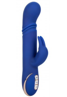 Синий вибратор-кролик с нагревом The Heated Silicone Thrusting G Rabbit - 21,5 см.