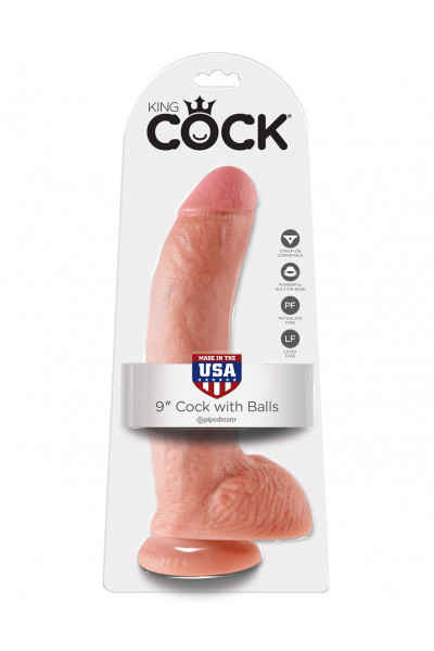 Телесный фаллоимитатор 9  Cock with Balls - 22,9 см.