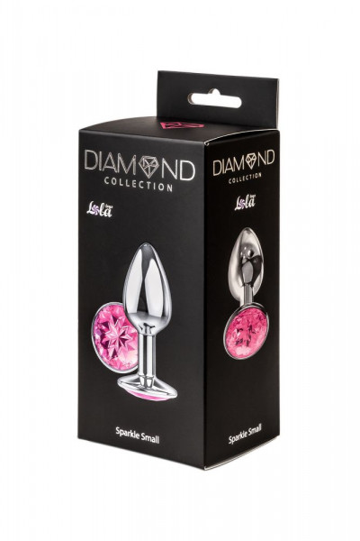 Малая серебристая анальная пробка Diamond Pink Sparkle Small с розовым кристаллом - 7 см.