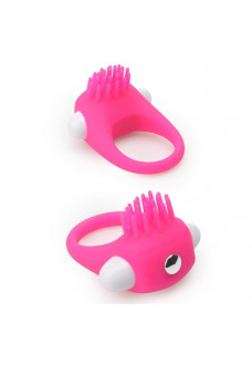 Розовое эрекционное кольцо с щеточкой LIT-UP SILICONE STIMU RING 5