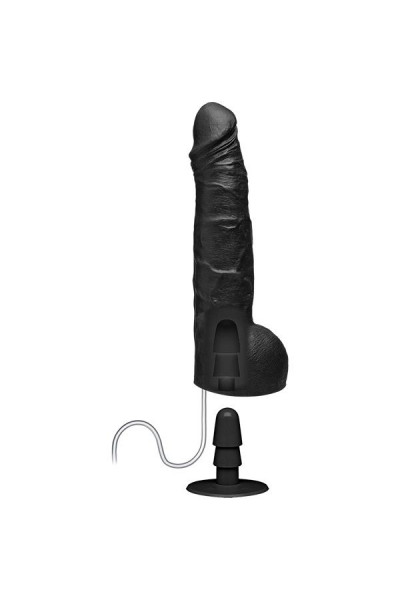 Черный фаллоимитатор с имитацией эякуляции Wet Works 10 Dual Density ULTRASKYN Squirting Cumplay Cock - 26,7 см.